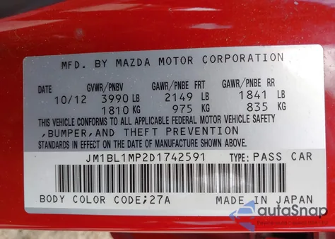 2013 Mazda Mazda3 I Grand Touring from USA, damaged, VIN JM1BL1MP2D1742591